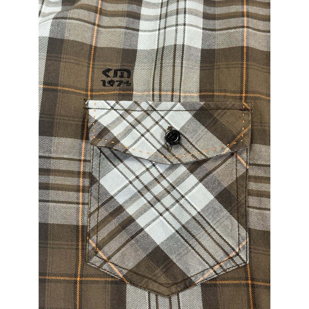 Free Spirt Koman Sports Long Sleeve Button Down Mens Size XL Brown Grey Plaid - Picture 4 of 7